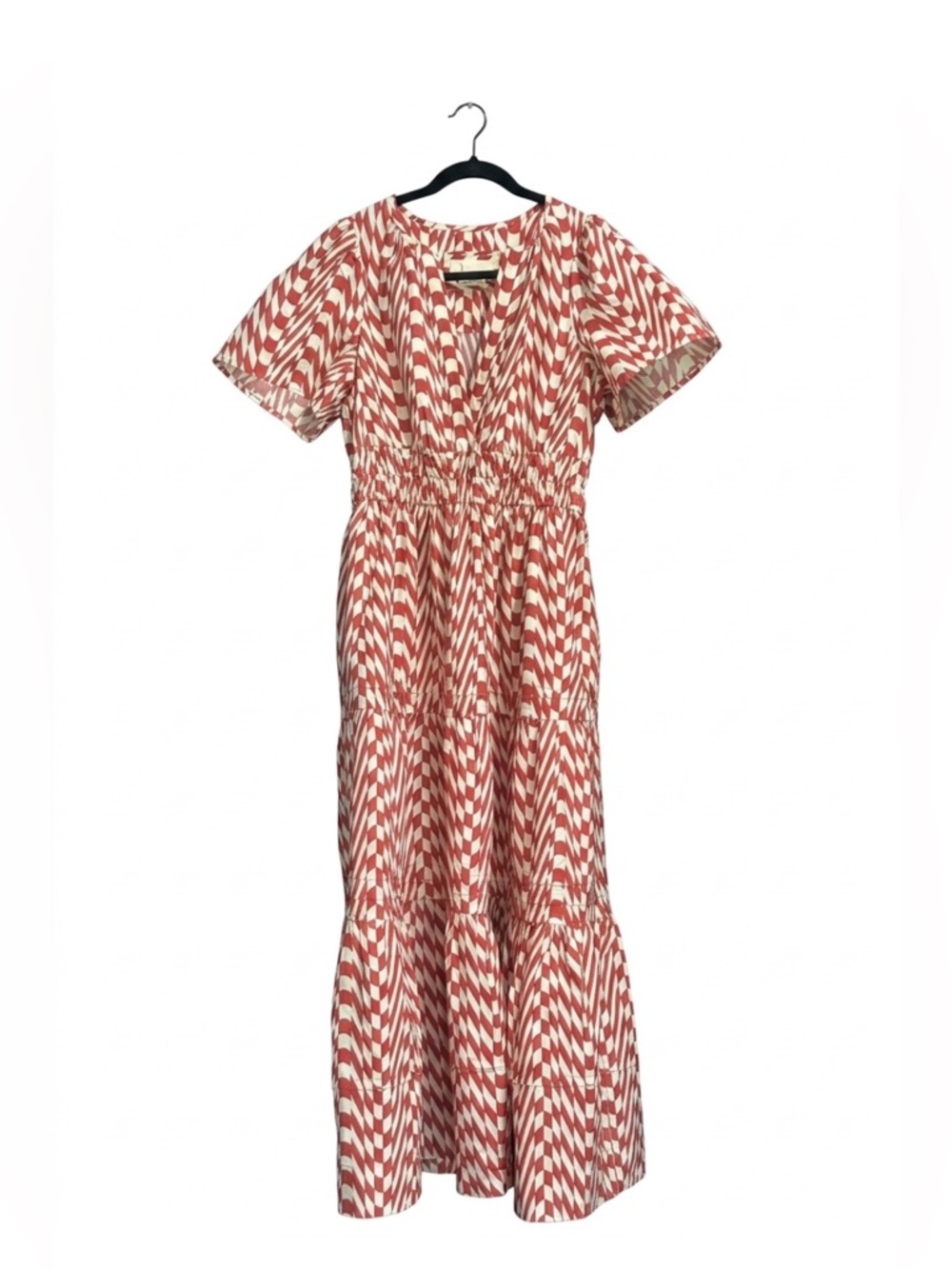 Anthropologie The Somerset Cotton Maxi Derby Dress Red Geo XSP